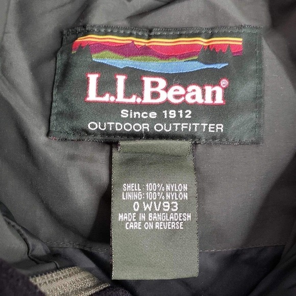 LL Bean Jacket Classic Full Zip Lined Nylon Mens Small Green Hood Midweight - Picture 9 of 11